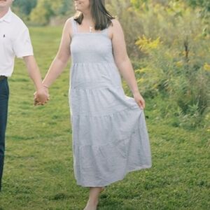 Blue linen maxi summer dress